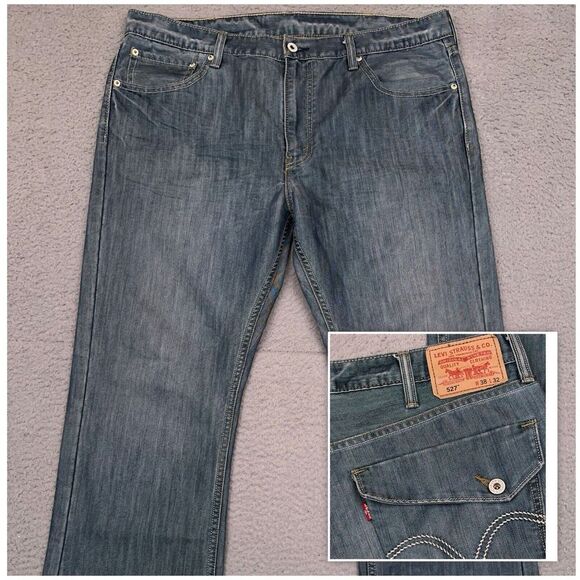 Levi's Other - Levi's 527 Bootcut Jeans Men's 38x29 Stone Wash Denim‎ Flap Pockets (Tag38x32)